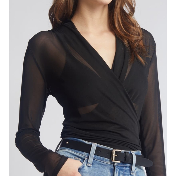 Elegant Black Wrap Top - Picture 2 of 7